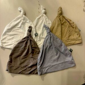 Kyte Infant Knotted Beanie Set of 5 - White, Tan, Brown, Gray
